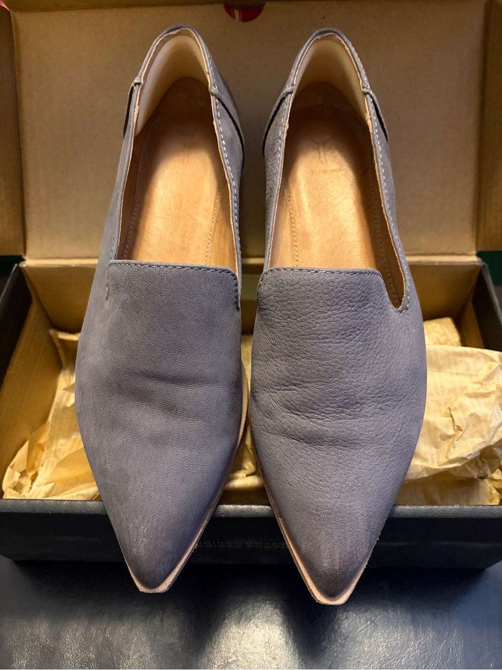 Frye Kenzie Venetian Slip-On Loafers in Dusty Blue-Gray - size 6